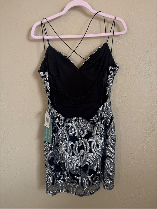 B. smart Black & Silver Sequins Strappy Party mini Dress - Picture 10 of 16